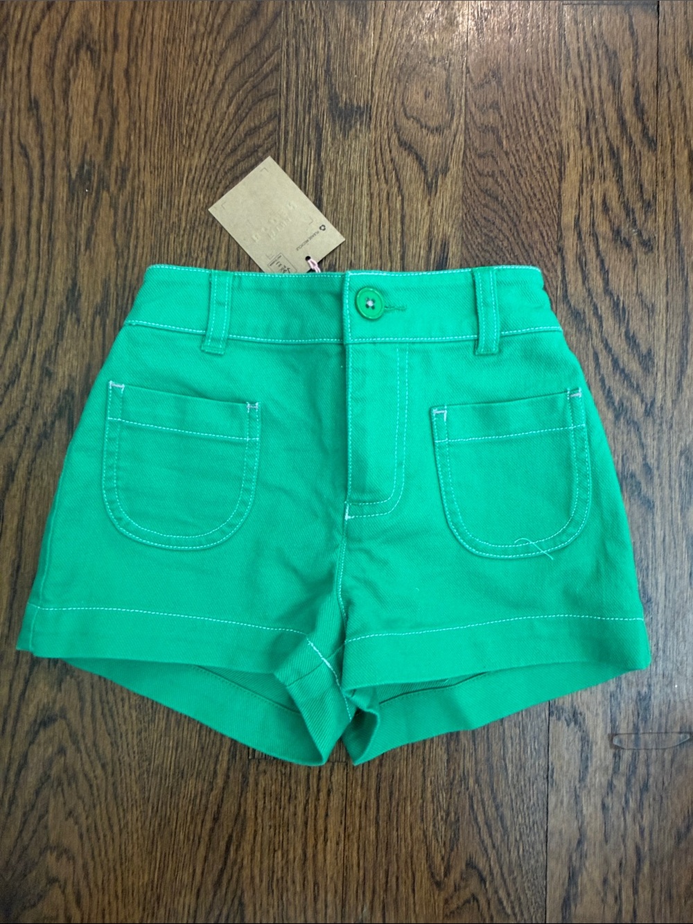 Girls Green High-Rise Casual Shorts